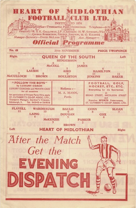 1948112001 Queen Of The South 1-1 Tynecastle