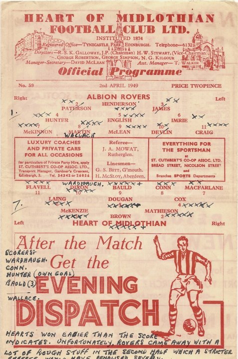 1949040201 Albion Rovers 7-1 Tynecastle