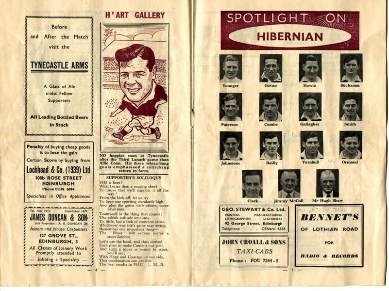 1953010103 Hibernian 1-2 Tynecastle
