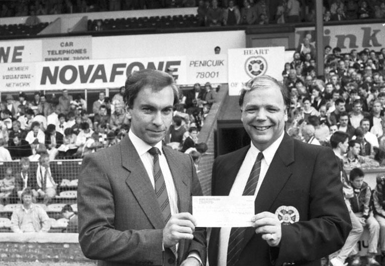 Hearts cheque presentation to Sick Kids, 1987