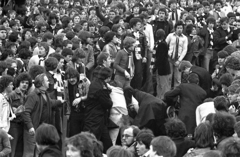 Hibs v Hearts Easter Road in March 1979 trouble on the terracing