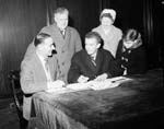 16 year old Derek Rutherford signs for Hearts FC - Watched by Tommy Walker - Mr & Mrs Rutherford and brother Brian