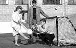 Dave McPherson looks on as Edinburgh Lord Provost Eleanor McLaughlin kicks the ball to Hibs goalkeeper Andy Goram