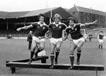 Frank Liddell, Jim Jefferies and Graham Shaw during a training session at Tynecastle in July 1979