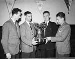 Heart of Midlothian officials with League Cup a