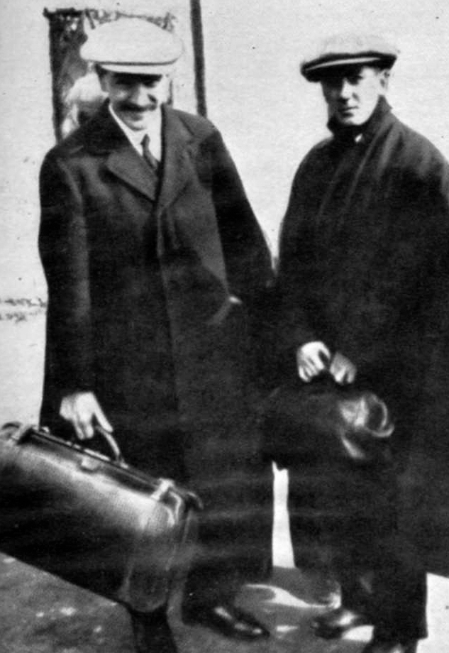 1907 Charles Thomson and Bobby Walker off to play for Scotland against England