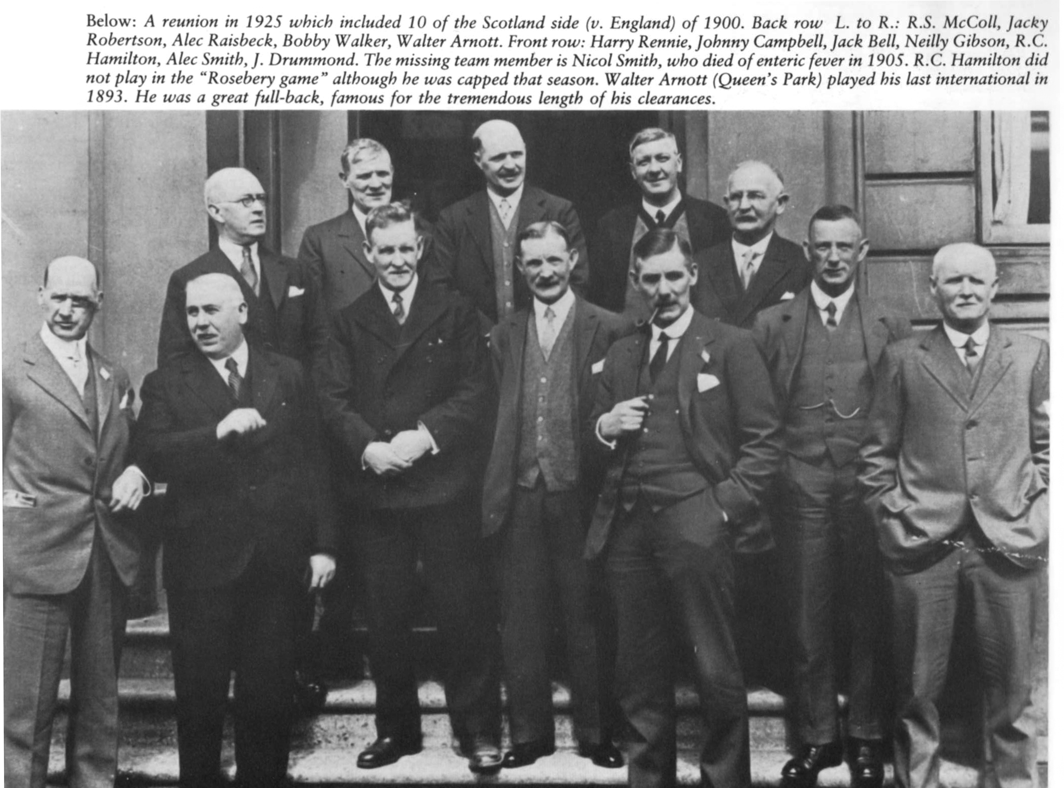 Soctland 1900 team reunion in 1925 including Bobby Walker and Harry Rennie
