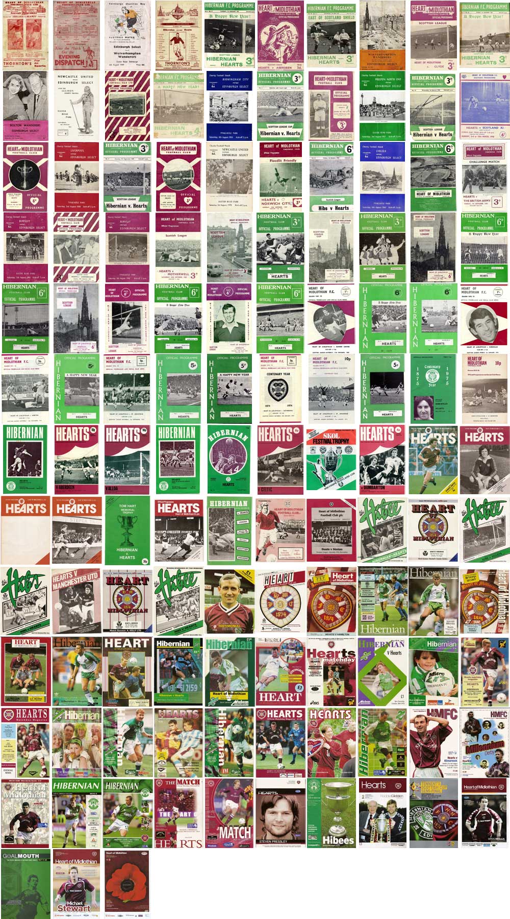 Hearts and Hibs Programme Covers Through The Ages