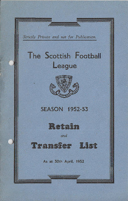 SFL Retain or Transfer List Booklet 1952-53