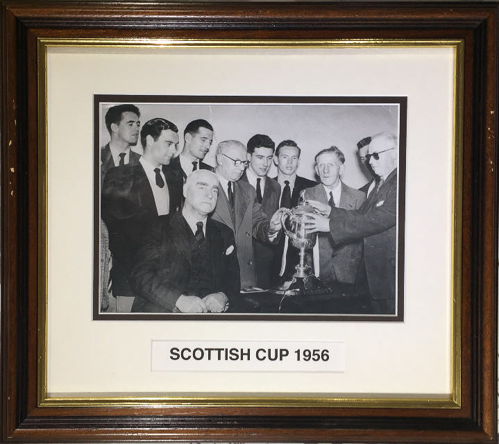 Framed Photo of Scottish Cup with Old Players 1956