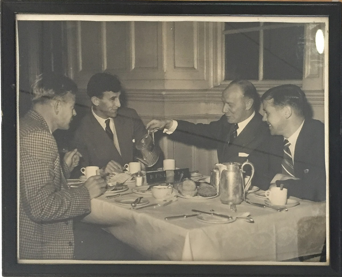 N Kilgour at tea with the Terrible Trio Framed BW