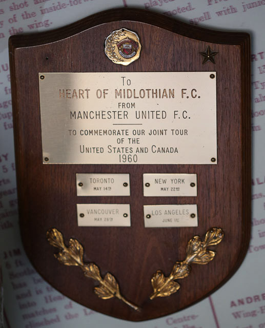 Wood and Metal Plaque - HMFC and Manchester United Tour 1960