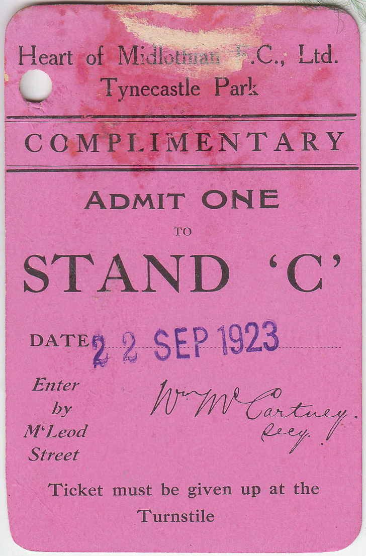Hearts Reserves 0 Rangers Reserves 2 Match Ticket 22th Sep 1923