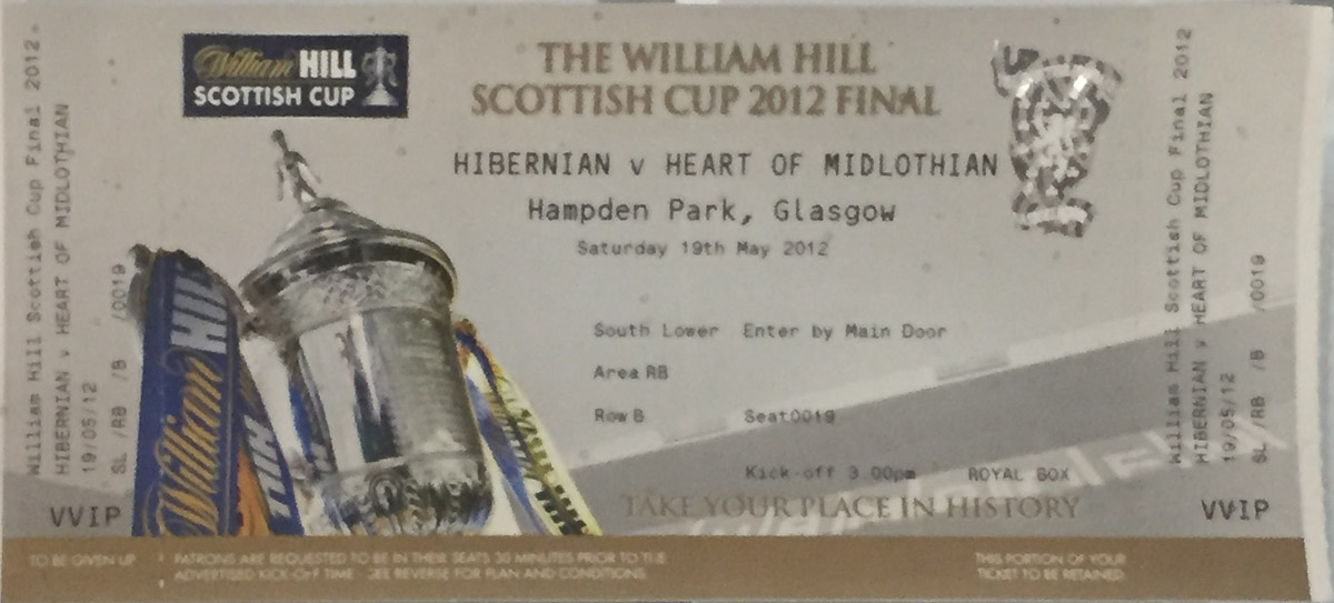 VIP Match Ticket from Scottish Cup Final