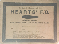 In memoriam card for Hearts 1906-07 