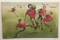 Postcard of 'Play Up Hearts' cartoon sent to Private EE Lloyd stationed in Bedford 