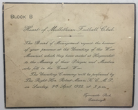 Invitation to unveiling of war memorial 9th April 1922 