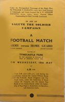 Programme for the Army v Home Guard at Tynecastle in 10th May 1944 in aid of the Salute the Soldier campaign 