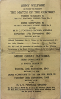 Programme (Madras) from Tommy Walkers XI v Dennis Compton's XI  17th Nov 1945 