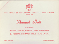 HMFC Annual Ball Ticket Assembly Rooms 13/03/1950 