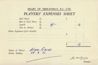 Player Expenses Form for Willie Bauld : 25-Aug-1951 