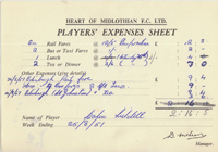 Player Expenses Form for Colin Liddell : 25-Aug-1951 