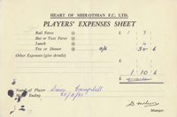 Player Expenses Form for Simon Campbell : 25-Aug-1951 
