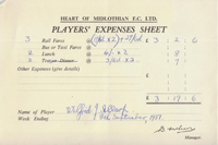Player Expenses Form for Wilfred Allsop : 08-Sep-1951 