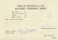 Player Expenses Form for Simon Campbell : 08-Sep-1951 