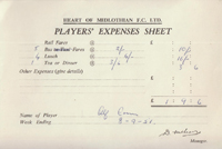 Player Expenses Form for Alfie Conn Snr : 11-Sep-1951 