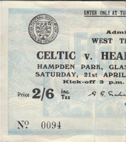 Match Ticket from 1956 Scottish Cup Final priced 2/6 with autographs 
