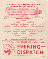 Hearts Reserves v Rangers Reserves Programme 9th Apr 1949 