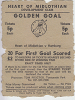 1977 Golden Goal ticket from match vs SV Hamburg 