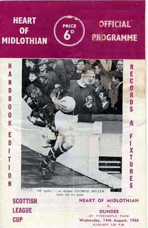 Wed 14 Aug 1968  Hearts 2  Dundee 1 