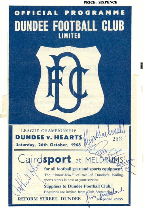 Sat 26 Oct 1968  Dundee 3  Hearts 1 