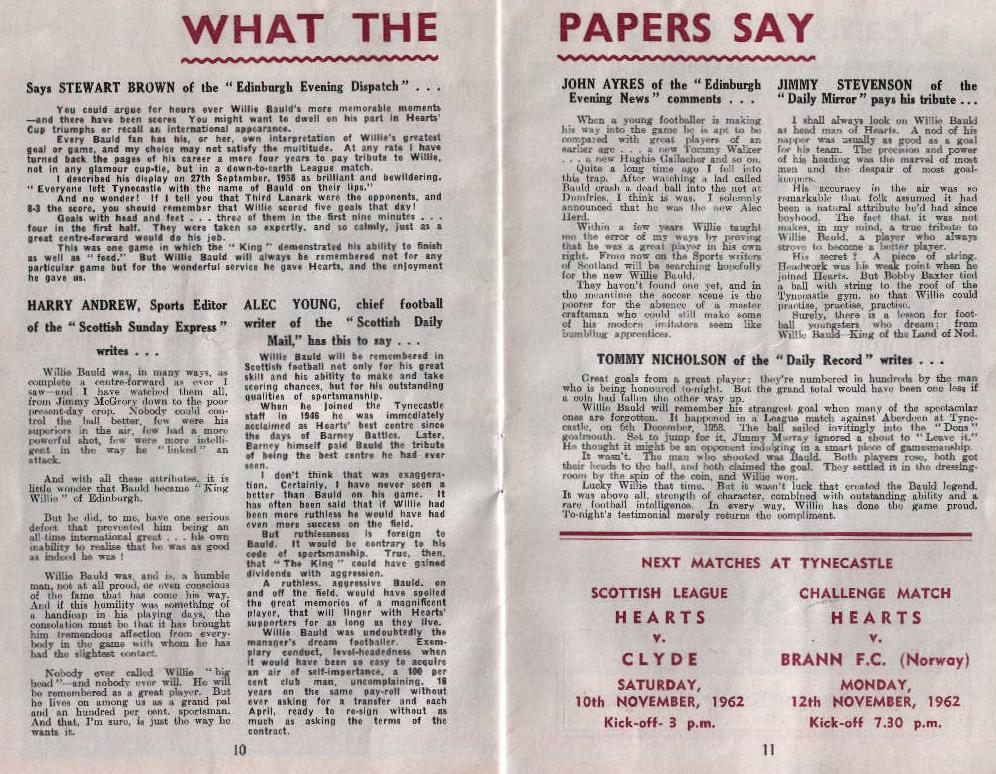 Mon 05 Nov 1962  Hearts 2  Sheffield United 2 