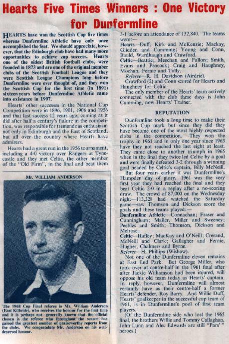 Sat 27 Apr 1968  Hearts 1  Dunfermline Athletic 3 