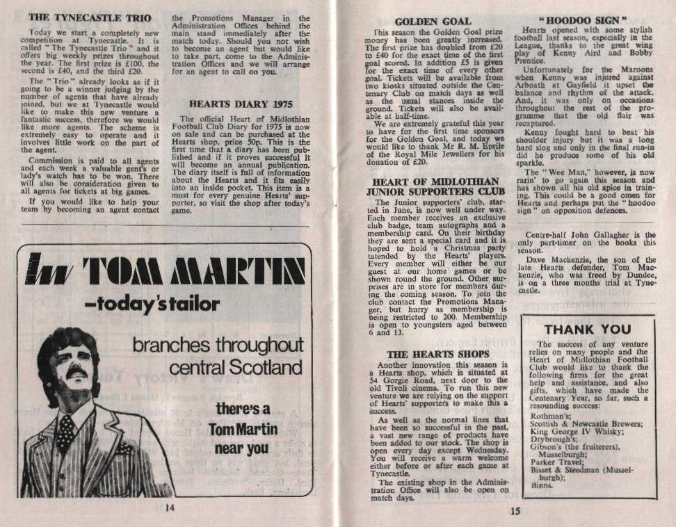 Sat 03 Aug 1974  Hearts 1  Tottenham Hotspur 1 