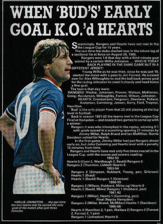 Wed 27 Oct 1982  Rangers 2  Hearts 0 