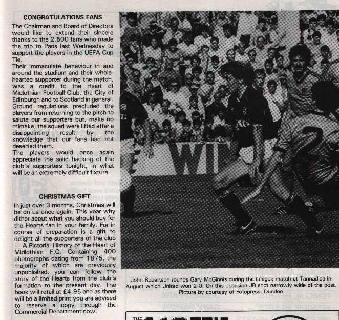 Wed 26 Sep 1984  Hearts 1  Dundee United 2 