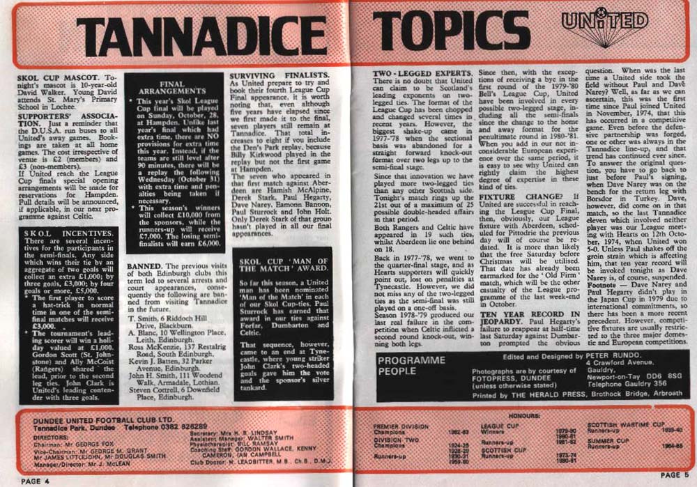 Wed 10 Oct 1984  Dundee United 3  Hearts 1 