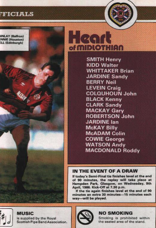 Sat 05 Apr 1986  Hearts 1  Dundee United 0 