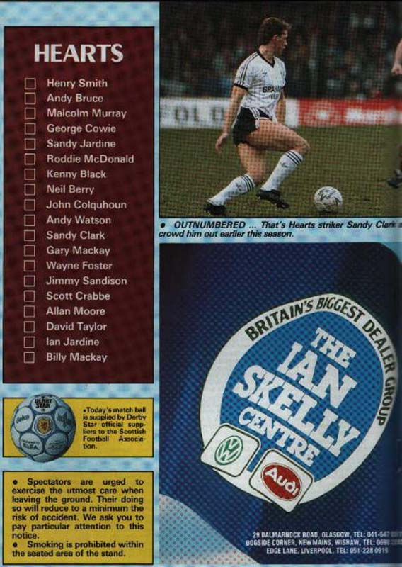 Sat 11 Apr 1987  Hearts 1  St Mirren 2 