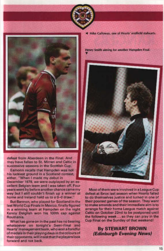 Wed 21 Sep 1988  Hearts 0  Rangers 3 