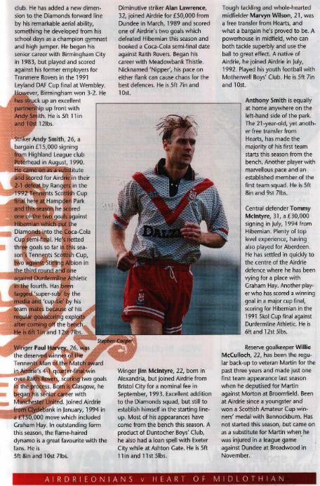 Sat 08 Apr 1995  Hearts 0  Airdrieonians 1 