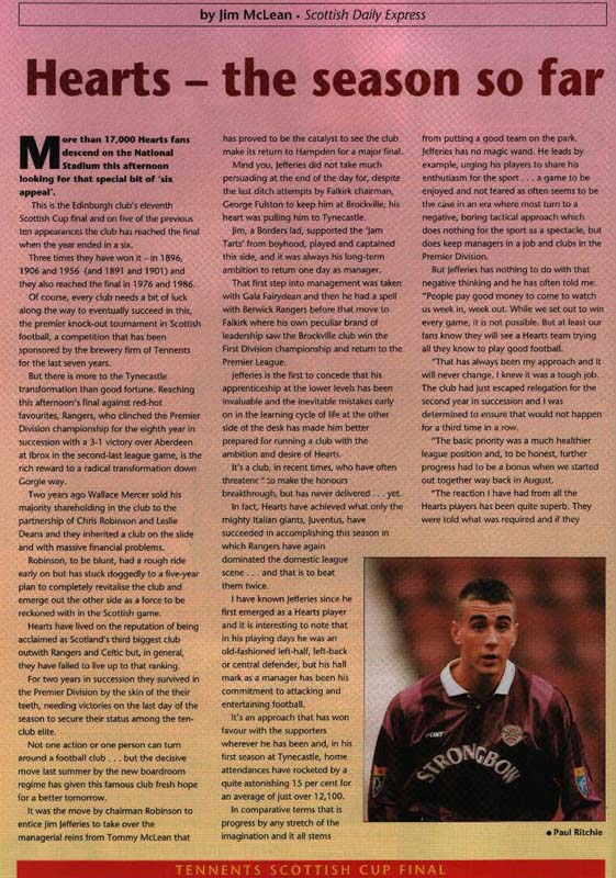 Sat 18 May 1996  Hearts 1  Rangers 5 