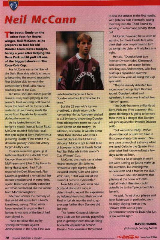 Wed 23 Oct 1996  Hearts 3  Dundee 1 