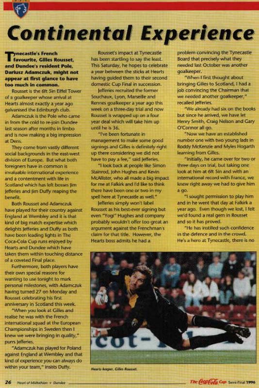 Wed 23 Oct 1996  Hearts 3  Dundee 1 