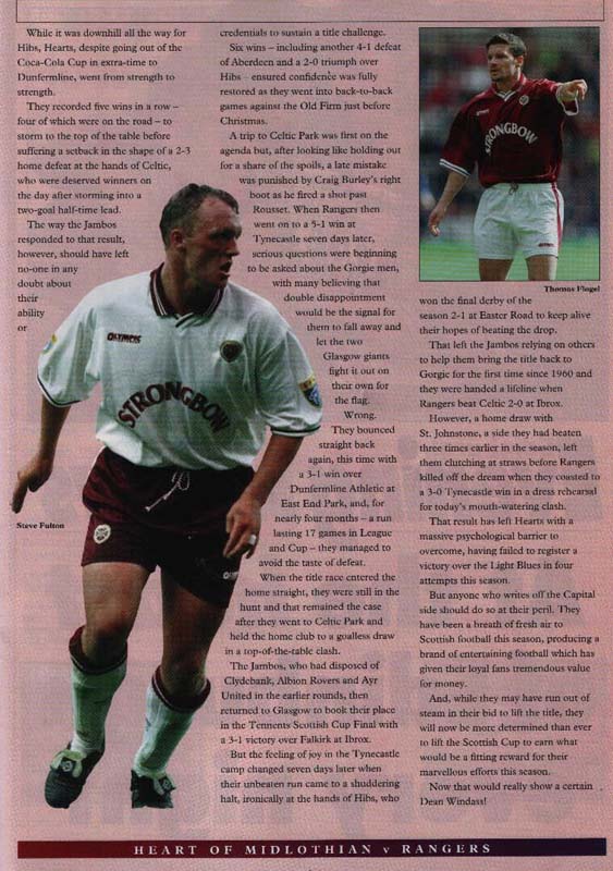 Sat 16 May 1998  Hearts 2  Rangers 1 