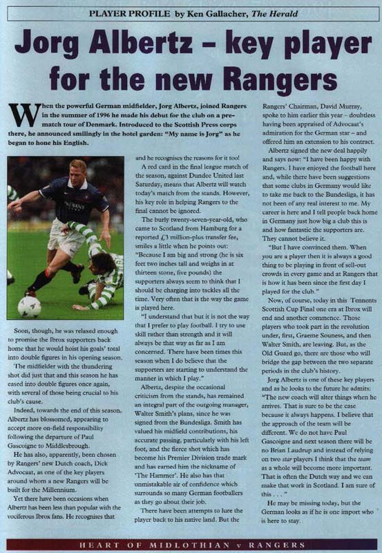 Sat 16 May 1998  Hearts 2  Rangers 1 